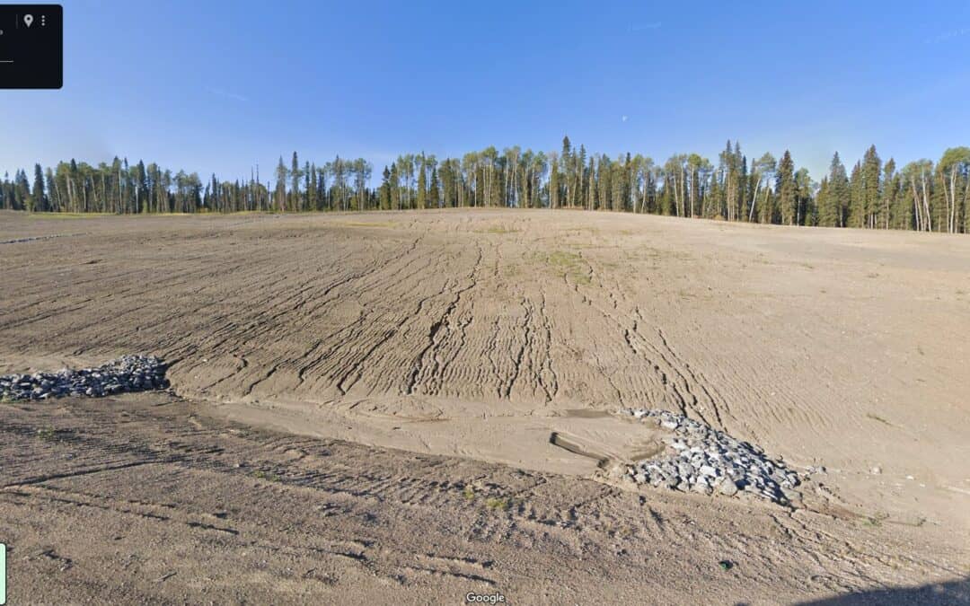 Large smooth compacted graded surface along the Alaska Highway failing to establish vegetation