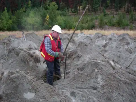 Live staking installed into rough and loose mounds at Brenda Mine