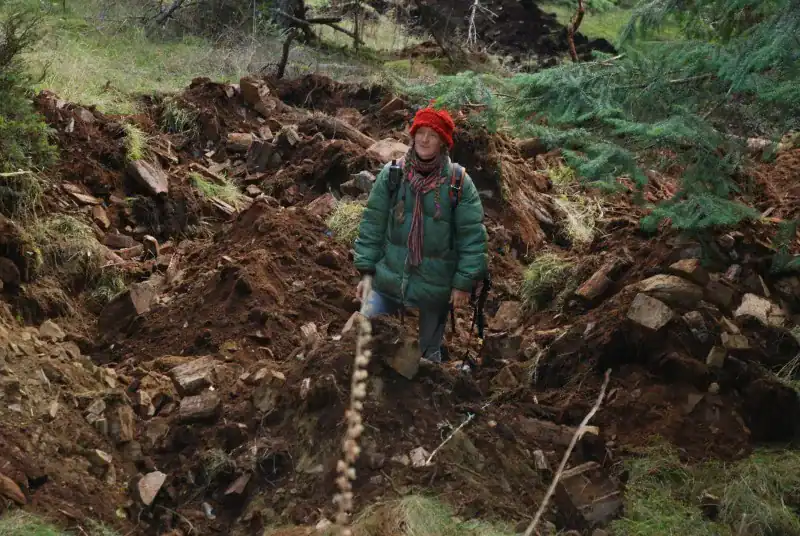 Scale of trail damage at Fort Shephard ecological restoration site BC